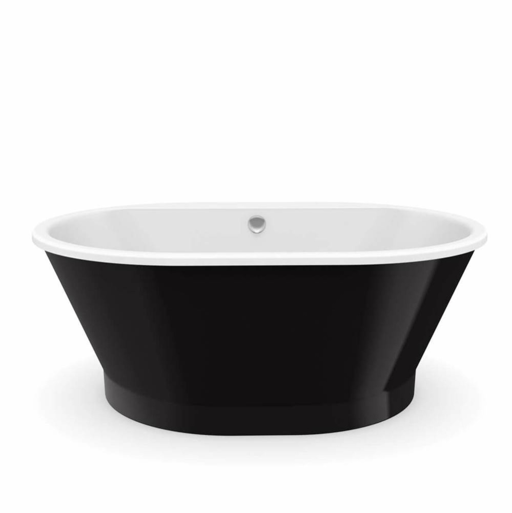 Brioso 6636 AcrylX Freestanding Center Drain Bathtub in White with Black Skirt