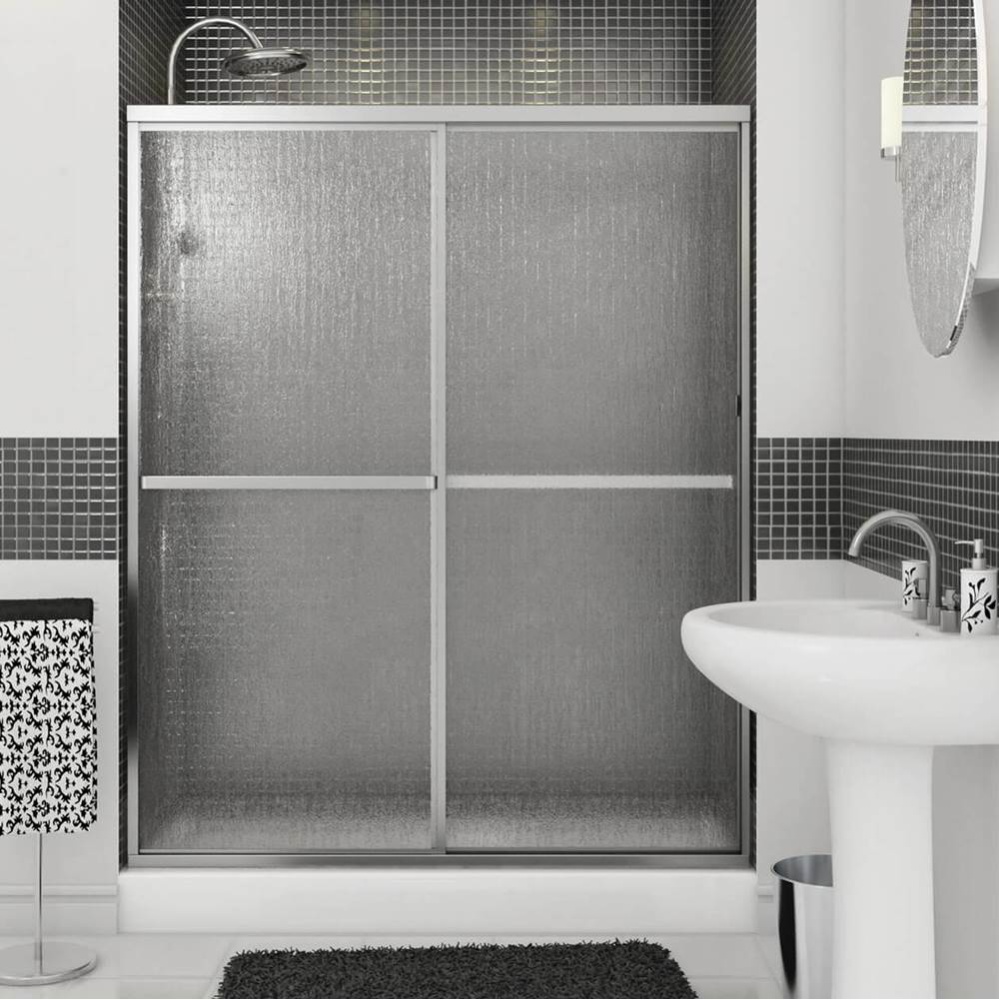 Soul 54-59 ½ x 68 in. Bypass Shower Door for Alcove Installation with Raindrop Glass in Chrom