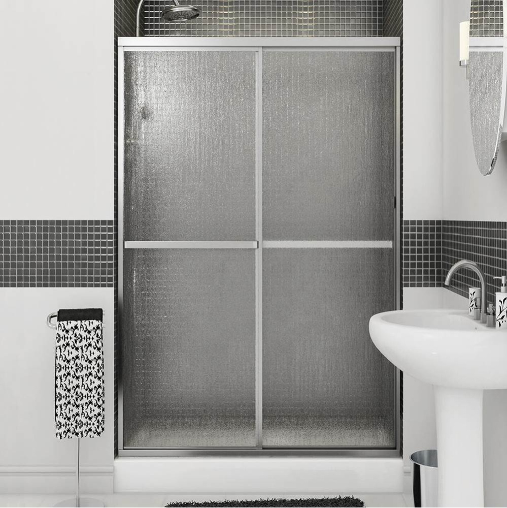 Soul 42-47 ½ x 68 in. Sliding Shower Door for Alcove Installation with Raindrop Glass in Chro