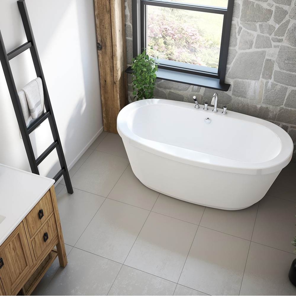 Jazz F 66 x 36 Acrylic Freestanding Center Drain Bathtub in White with White Skirt