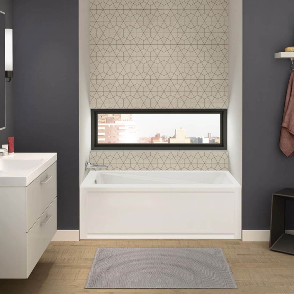 New Town 6032 IFS Acrylic Alcove Left-Hand Drain 10 Microjets Bathtub in White