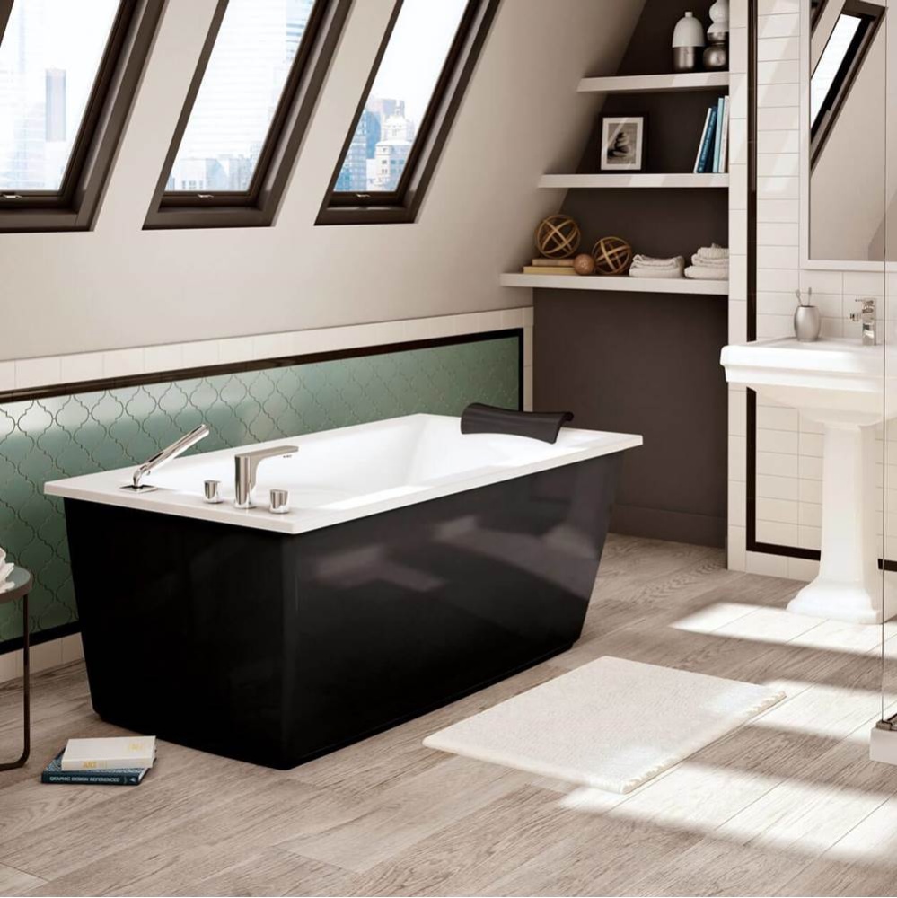 Optik 6032 F Acrylic Freestanding End Drain Bathtub in White with Black Skirt