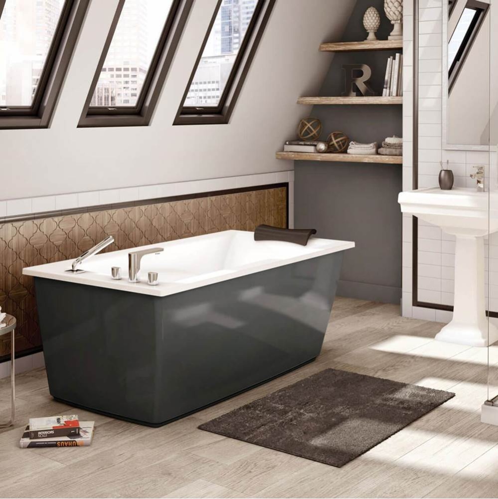 Optik 6032 F Acrylic Freestanding End Drain Bathtub in White with Thunder Grey Skirt