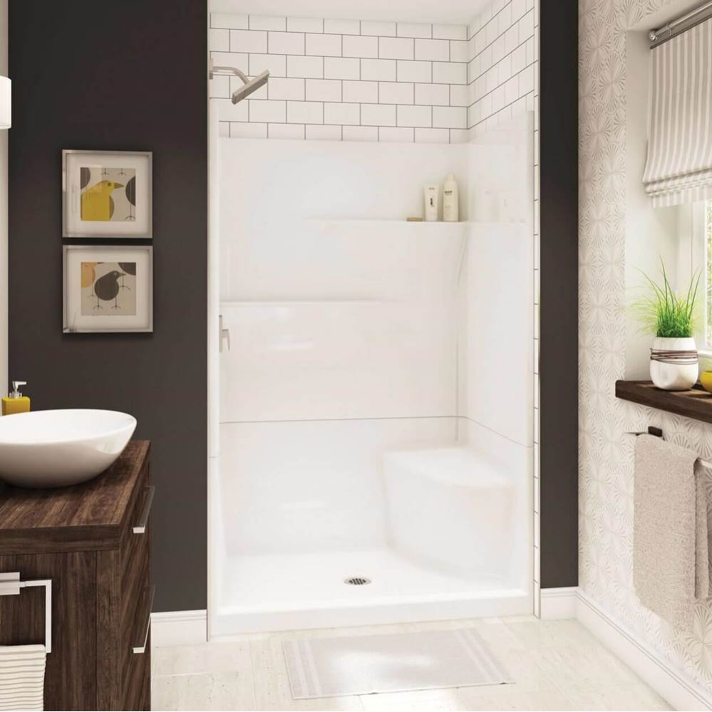 Gallery SH-4834 AcrylX Alcove Center Drain Two-Piece Shower in White