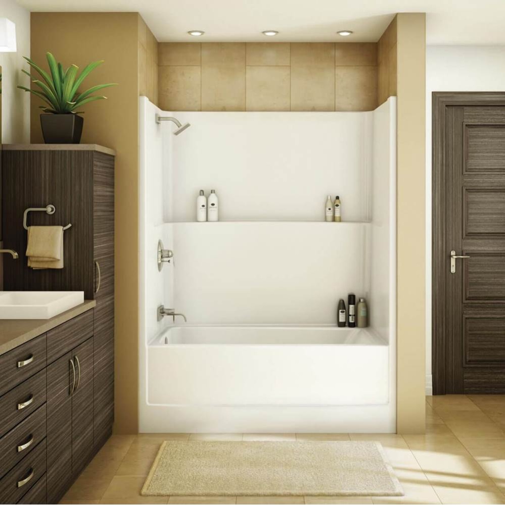 TSEA Plus 59.75 in. x 32 in. x 78 in. 1-piece Tub Shower with Whirlpool Right Drain in White