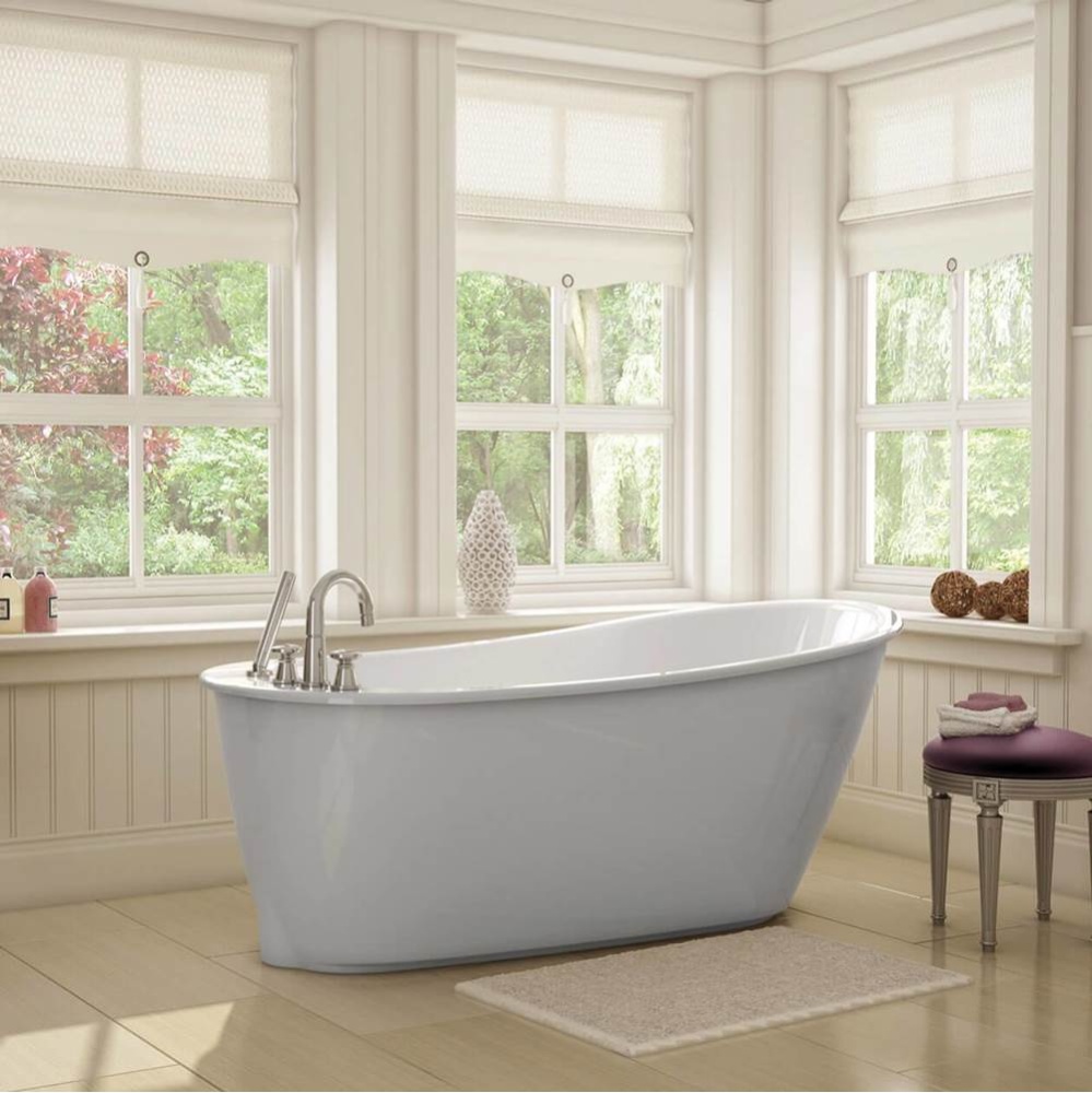 Sax 6032 AcrylX Freestanding End Drain Bathtub in White with Sterling Silver Skirt