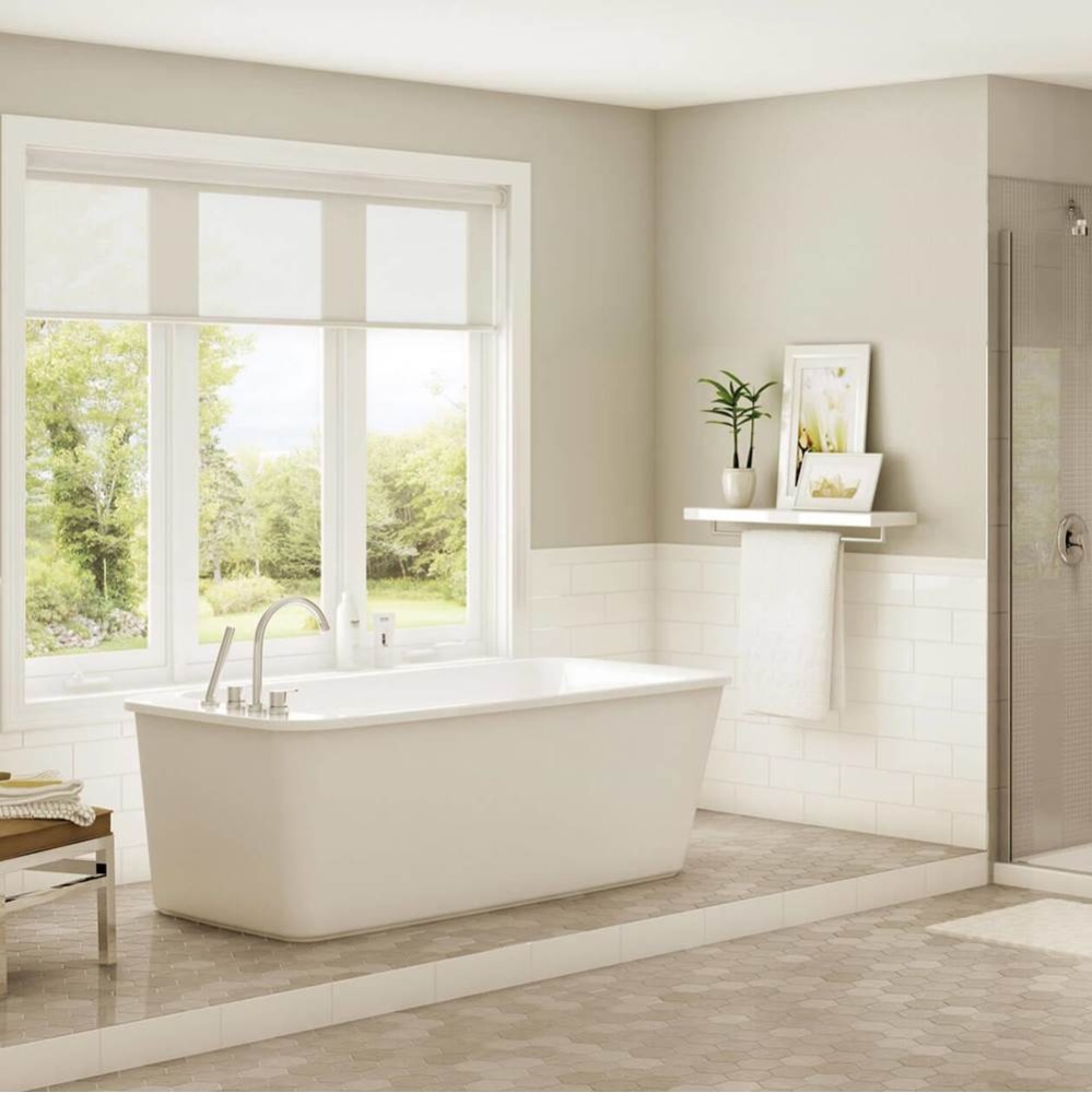 Lounge 6434 Acrylic Freestanding End Drain Bathtub in White with White Skirt