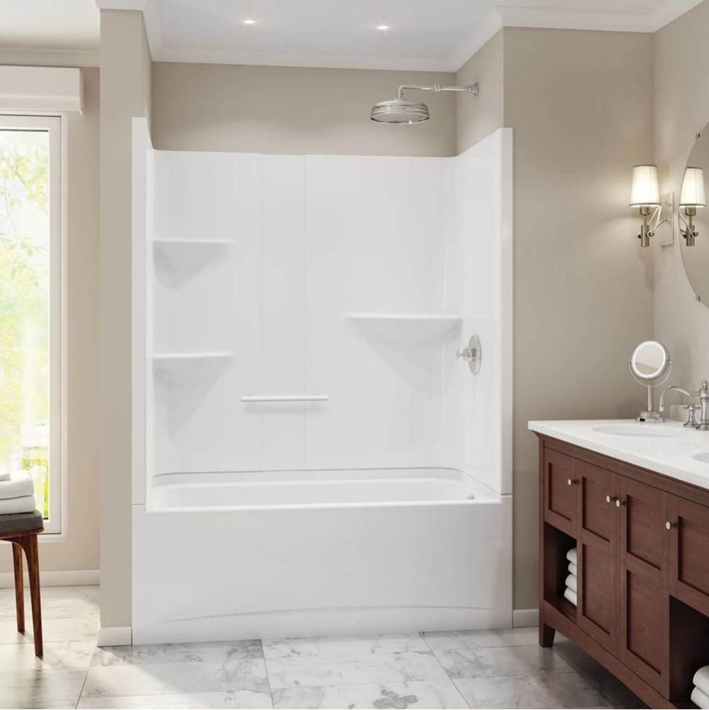 Camelia TS-6032 AFR Acrylic Alcove Left-Hand Drain Two-Piece Tub Shower in White