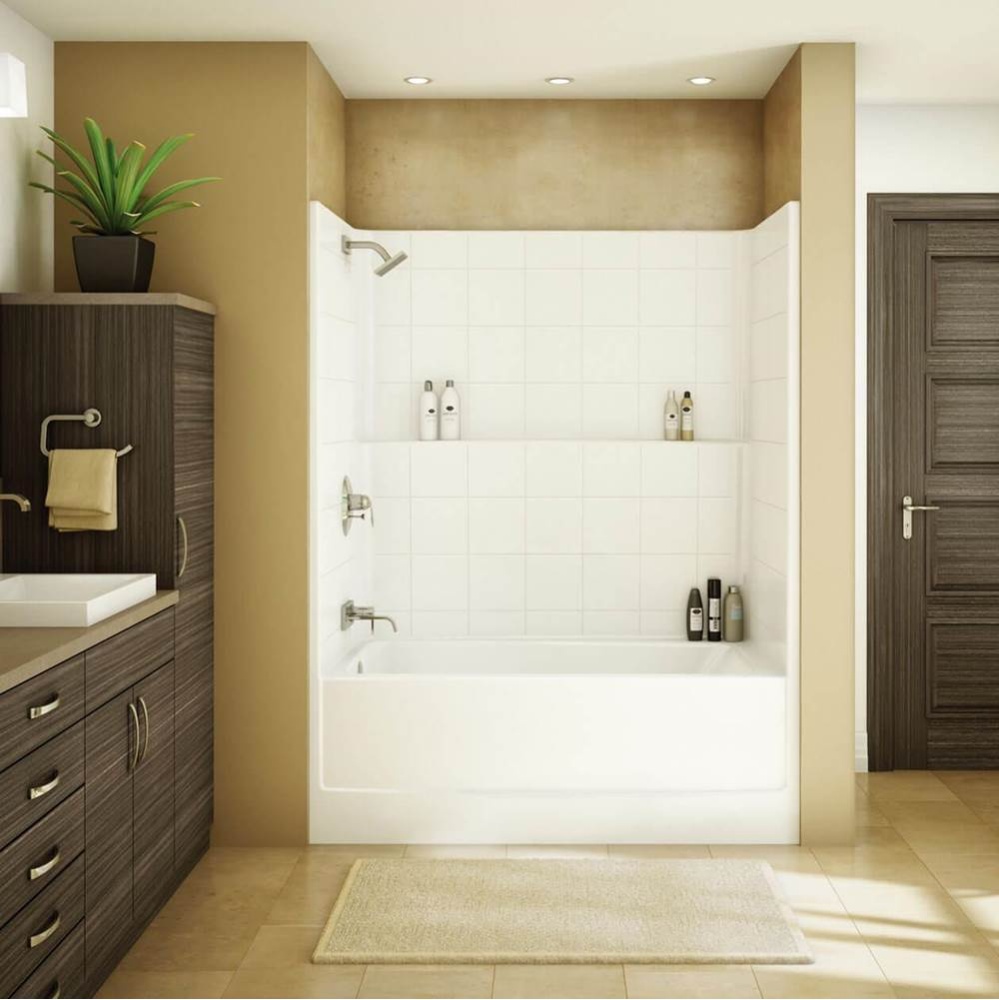 TSTEA Plus 60 x 32 AcrylX Alcove Left-Hand Drain One-Piece Tub Shower in White