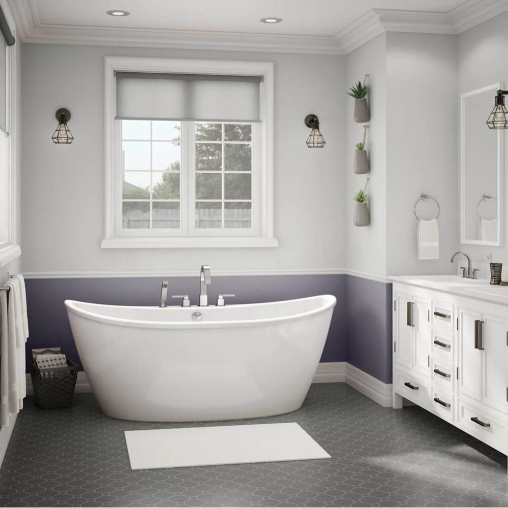 Delsia 6636 AcrylX Freestanding Center Drain Bathtub in White with White Skirt