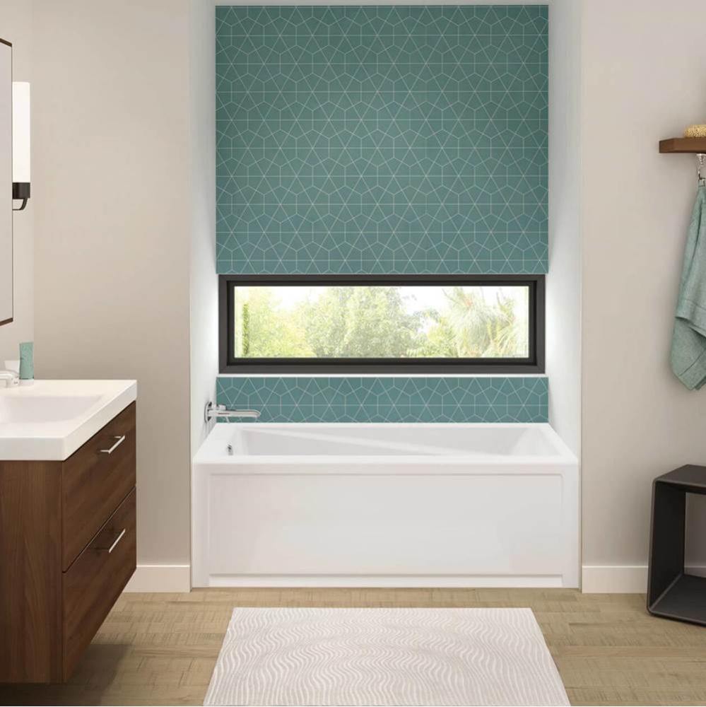 Exhibit IFS AFR 65.875 in. x 32 in. Alcove Bathtub with Whirlpool System Left Drain in White