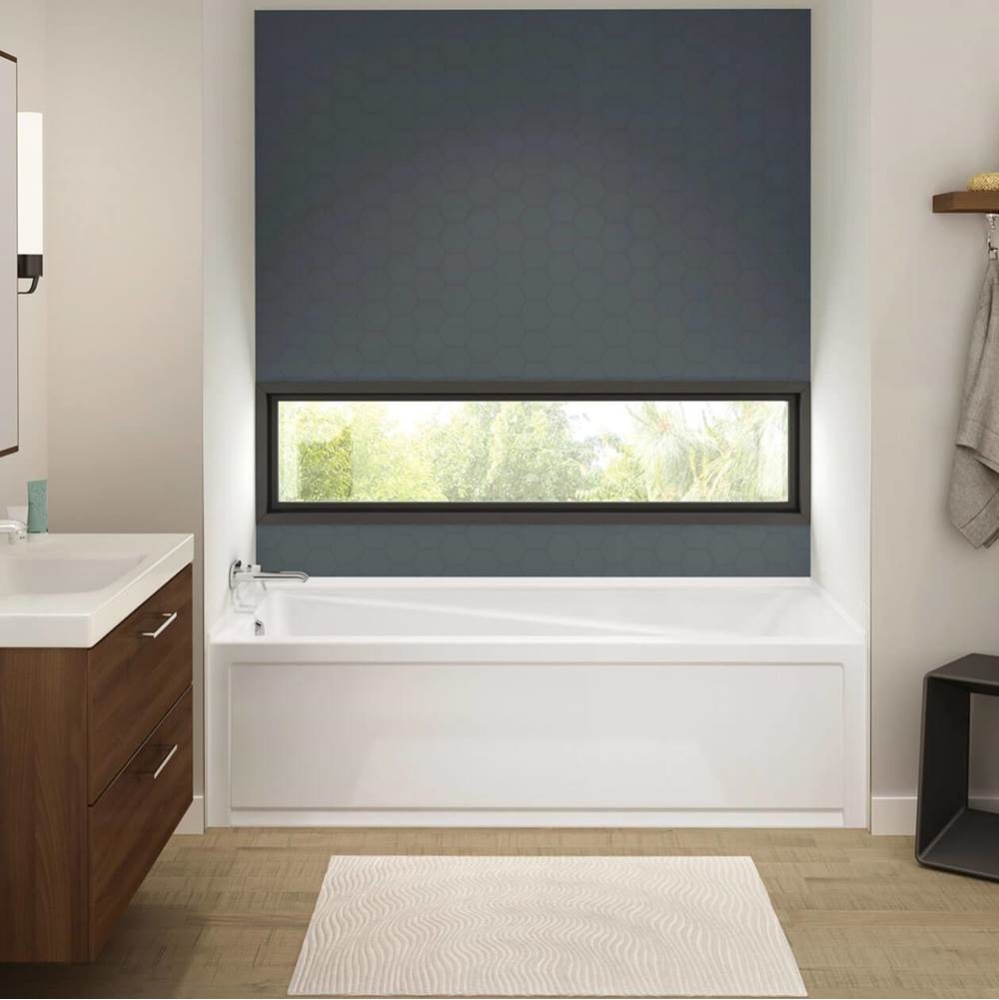 Exhibit IFS AFR DTF 71.875 in. x 32 in. Alcove Bathtub with Whirlpool System Left Drain in White