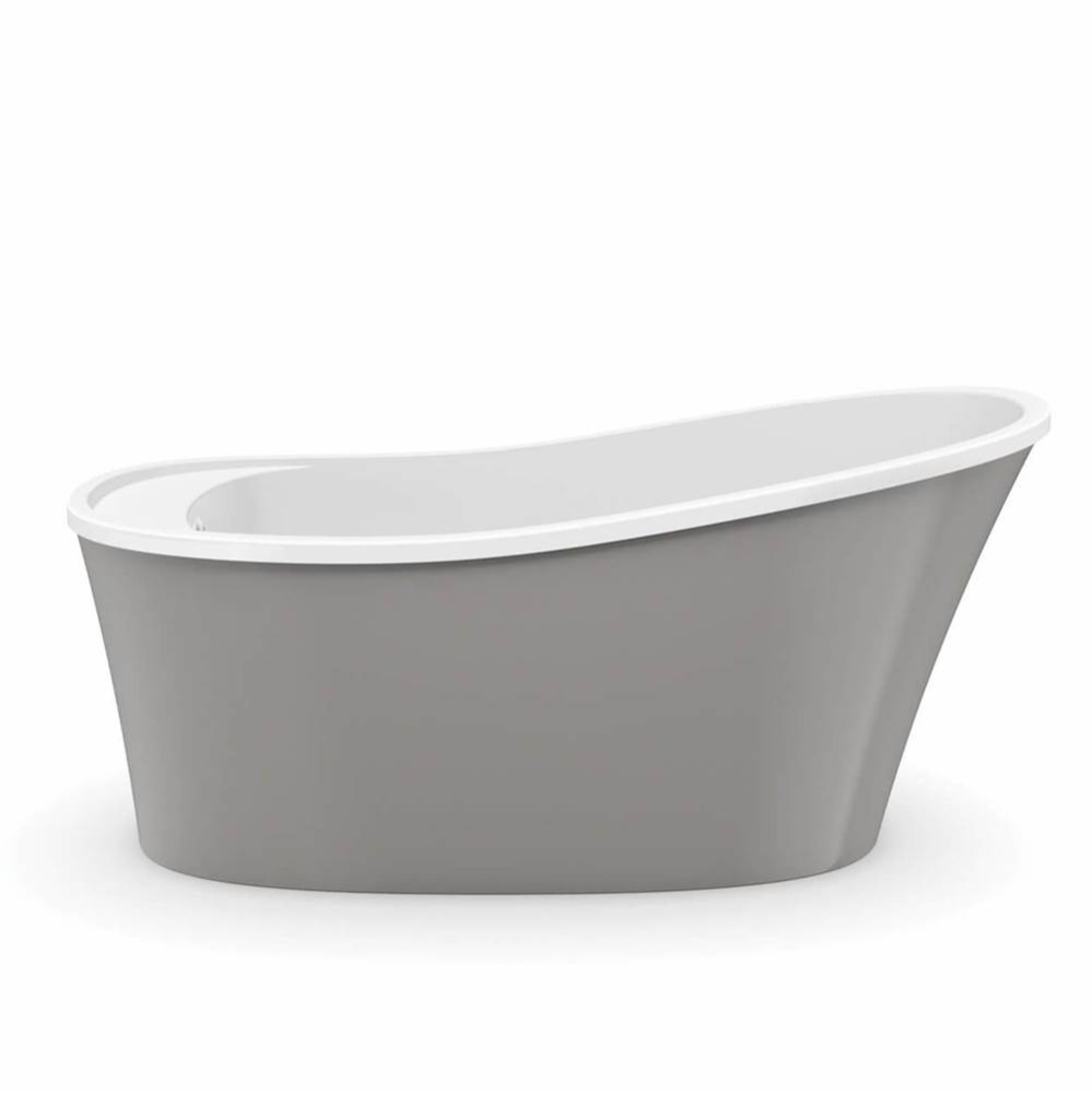 Ariosa 6032 Acrylic Freestanding End Drain Bathtub in White with Sterling Silver Skirt