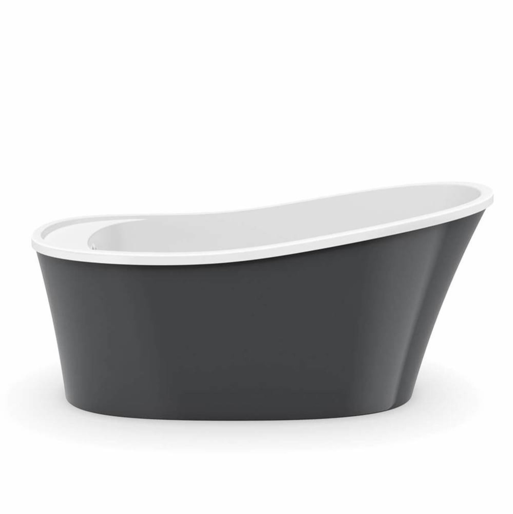 Ariosa 6032 Acrylic Freestanding End Drain Bathtub in White with Thunder Grey Skirt