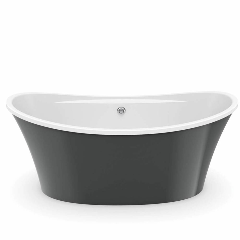 Ariosa 6636 Acrylic Freestanding Center Drain Bathtub in White with Thunder Grey Skirt