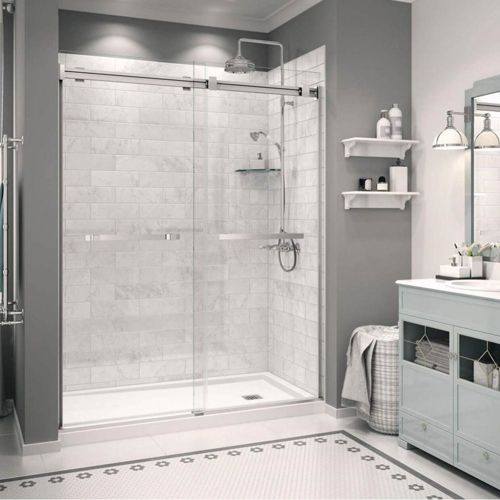 Zone Square 60 x 32 Acrylic Alcove or Corner Shower Base in White with Right-Hand Drain