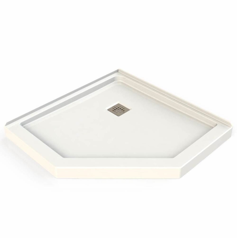 Neo-Angle Base 40 Acrylic Corner Left or Right Shower Base with Corner Drain in White