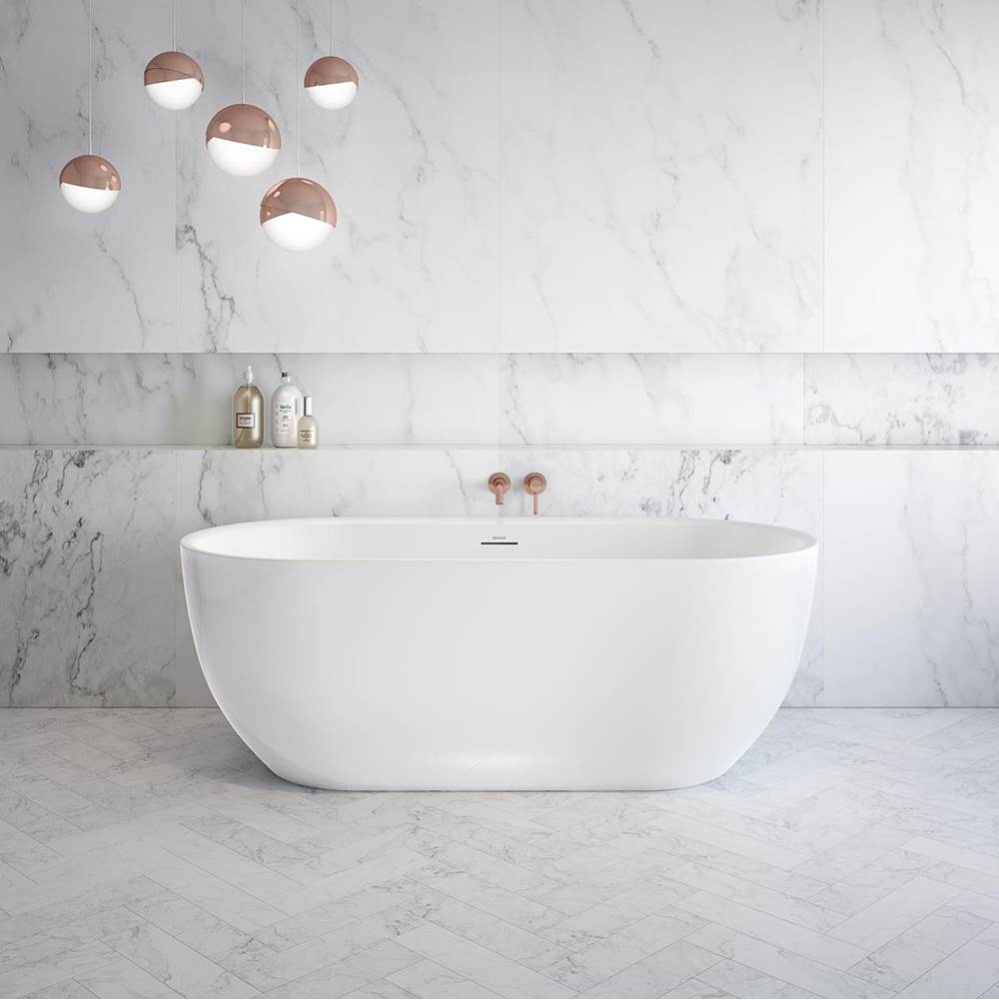 Tosca 6732 Acrylic Freestanding Center Drain Bathtub in White with White Skirt