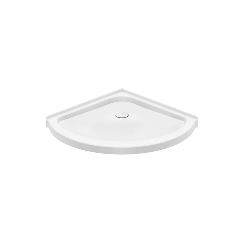 Round Base 36 3 in. 36 x 36 Acrylic Corner Left or Right Shower Base with Corner Drain in White