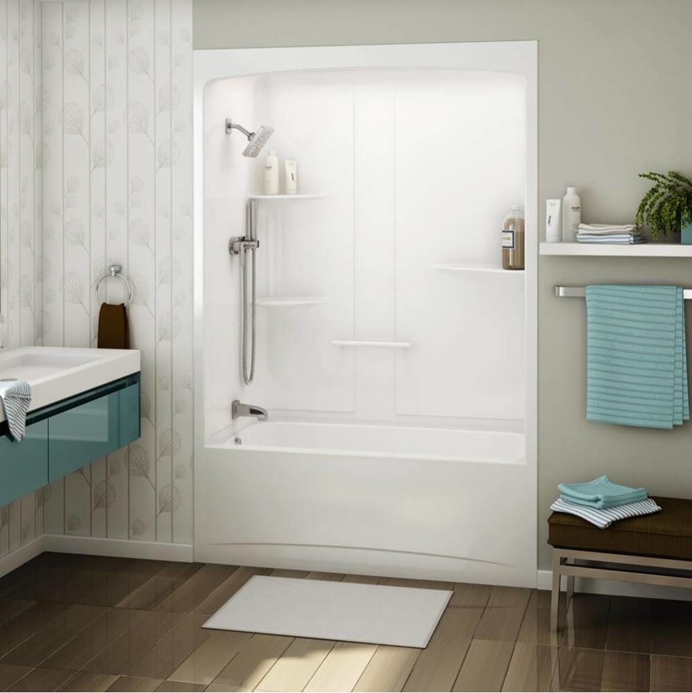 ALLIA TSR-6032 Acrylic Alcove Left-Hand Drain Three-Piece Tub Shower in White
