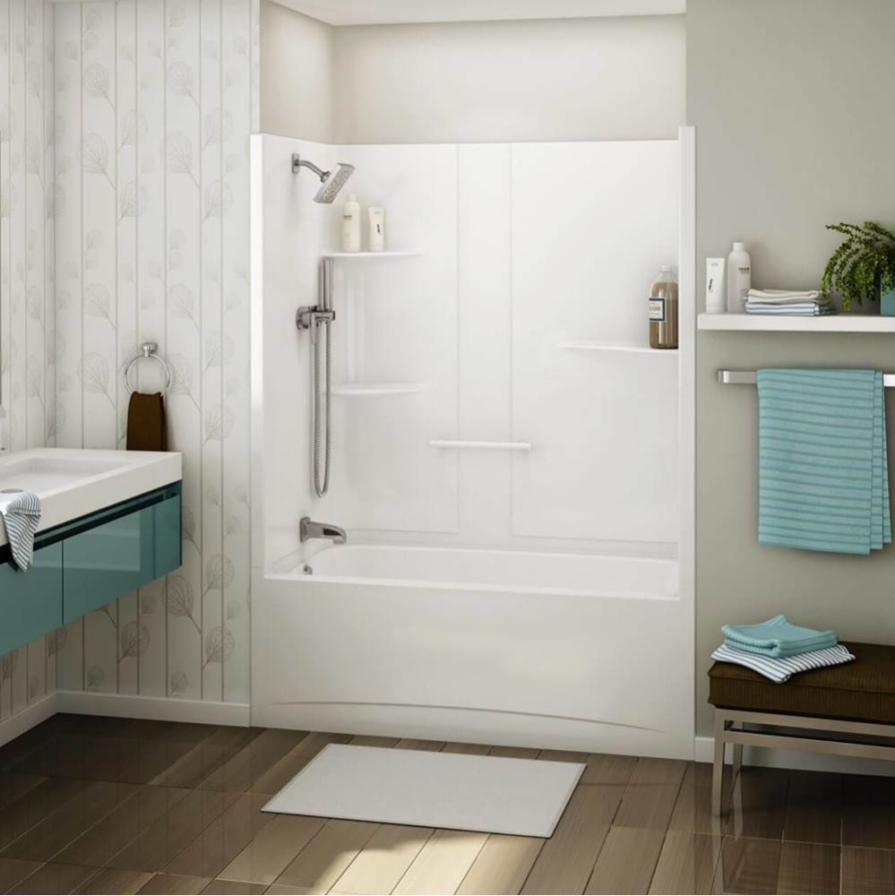 Allia TS-6032 Acrylic Alcove Left-Hand Drain One-Piece Tub Shower in White