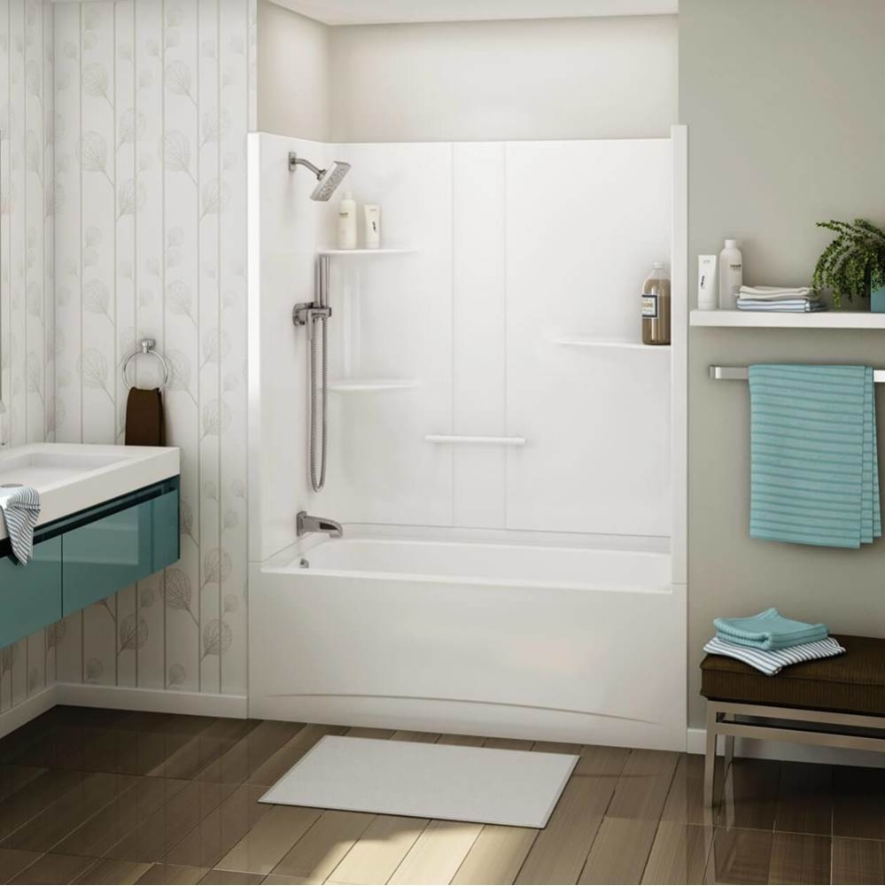 ALLIA TS-6032 Acrylic Alcove Right-Hand Drain Two-Piece Tub Shower in White