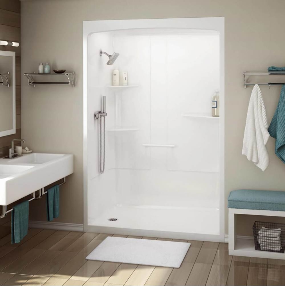 ALLIA SHR-6034 Acrylic Alcove Center Drain One-Piece Shower in White