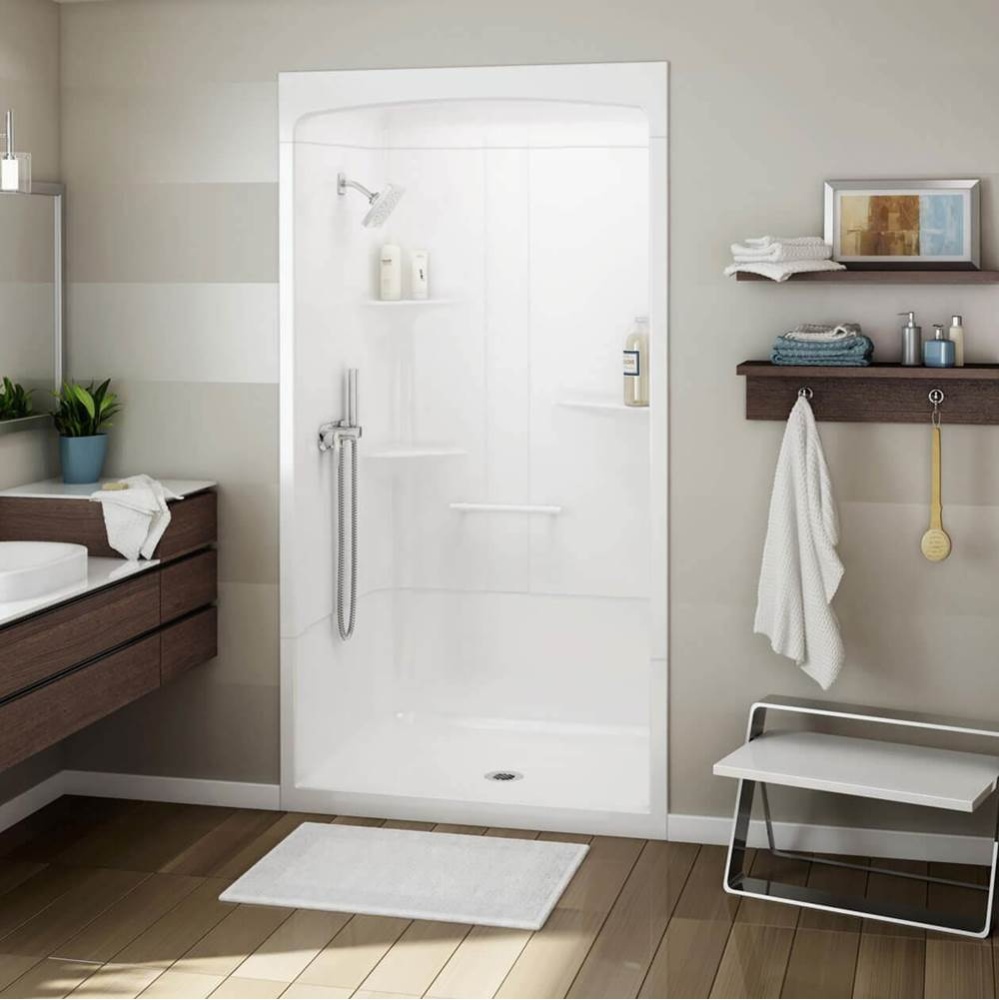 ALLIA SHR-4834 Acrylic Alcove Center Drain Three-Piece Shower in White