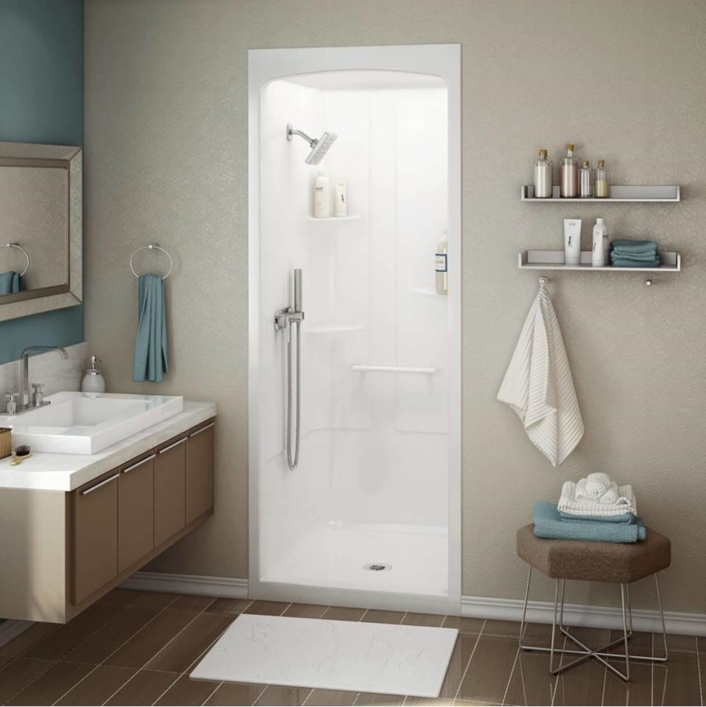 Allia SHR-3636 Acrylic Alcove Center Drain One-Piece Shower in White