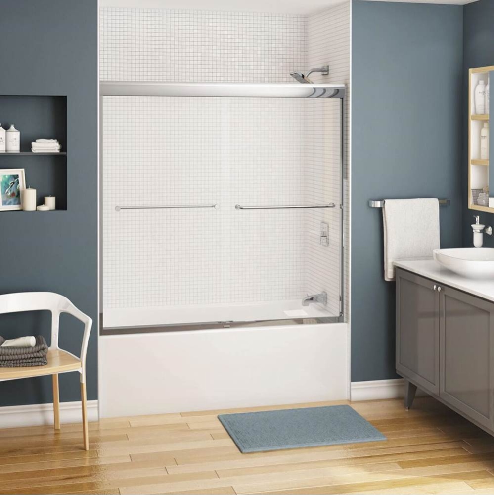 Kameleon 55-59 x 57 in. 6 mm Bypass Tub Door for Alcove Installation with Clear glass in Chrome