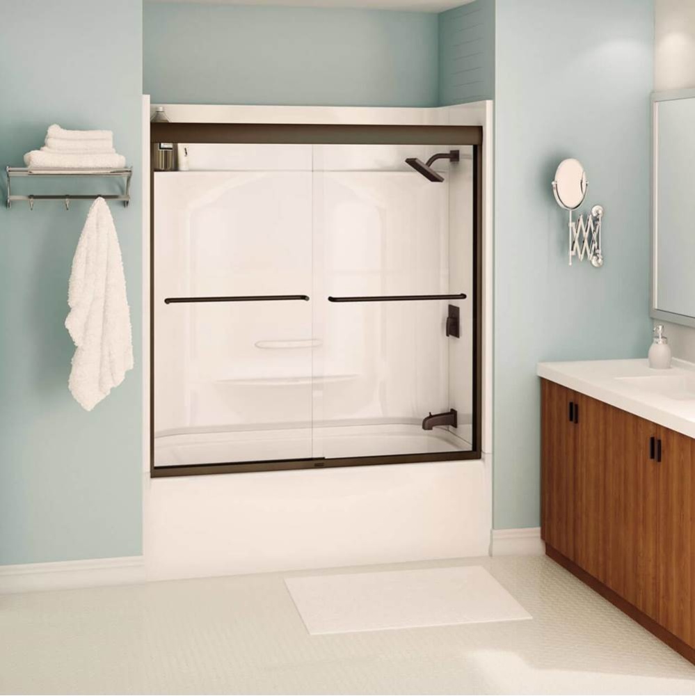 Kameleon 55-59 x 57 in. 6 mm Bypass Tub Door for Alcove Installation with Clear glass in Dark Bron