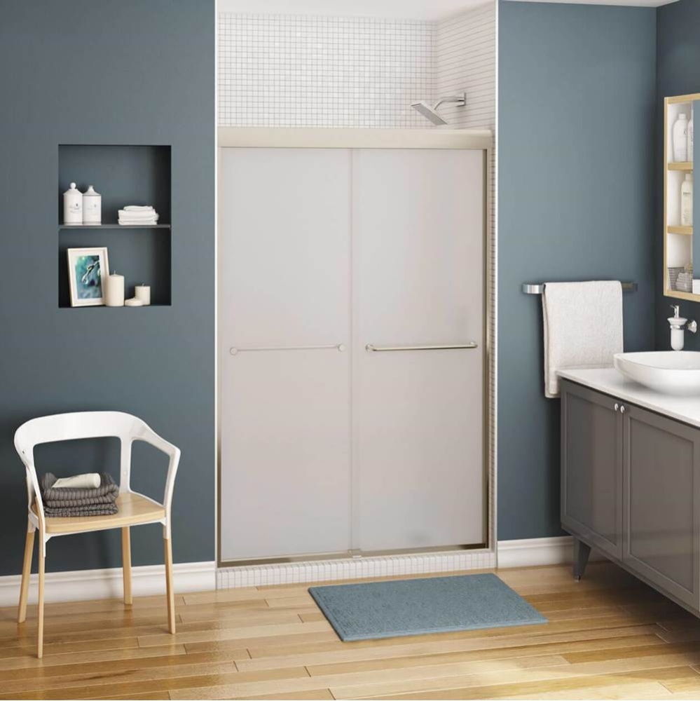 Kameleon 43-47 x 71 in. 6 mm Bypass Shower Door for Alcove Installation with Frosted glass in Brus