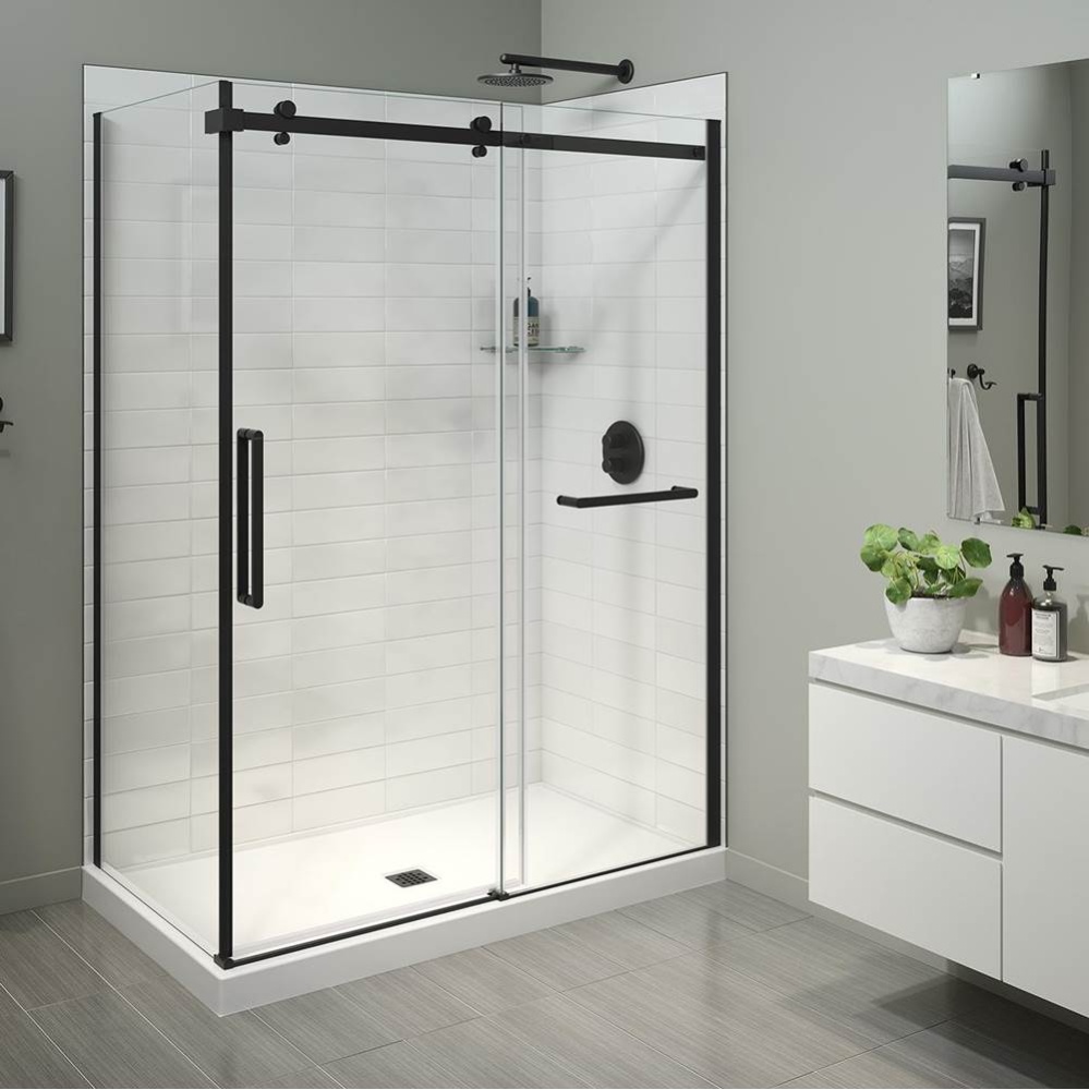 Halo Pro 60 x 32 x 78 3/4 in. 8mm Sliding Shower Door with Towel Bar for Corner Installation with