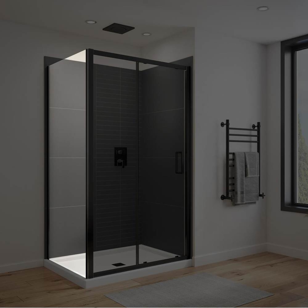 Connect Pro Return Panel for 32 in. Base with Clear glass in Matte Black