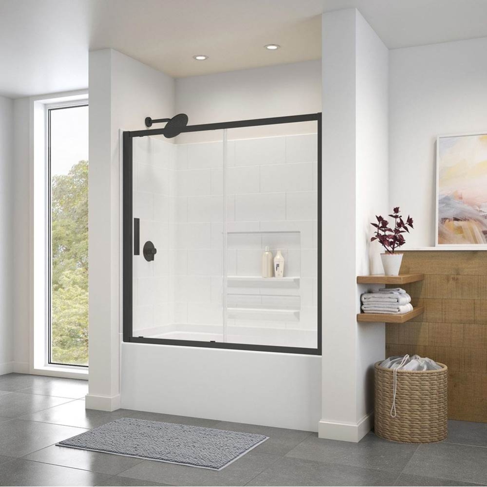 Connect 55.5-57 x 57 in. 6mm Sliding Tub Door for Alcove Installation with Clear glass in Matte Bl
