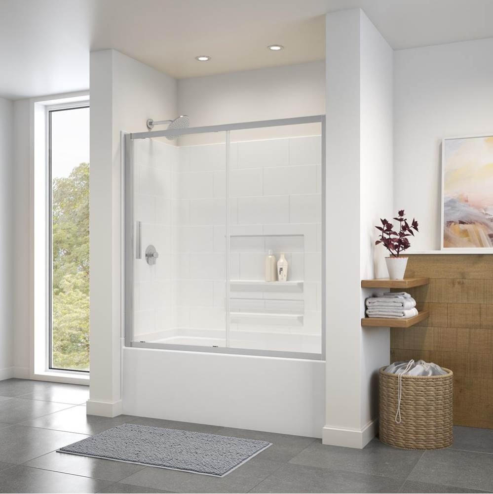 Connect 57-58.5 x 57 in. 6mm Sliding Tub Door for Alcove Installation with Clear glass in Chrome