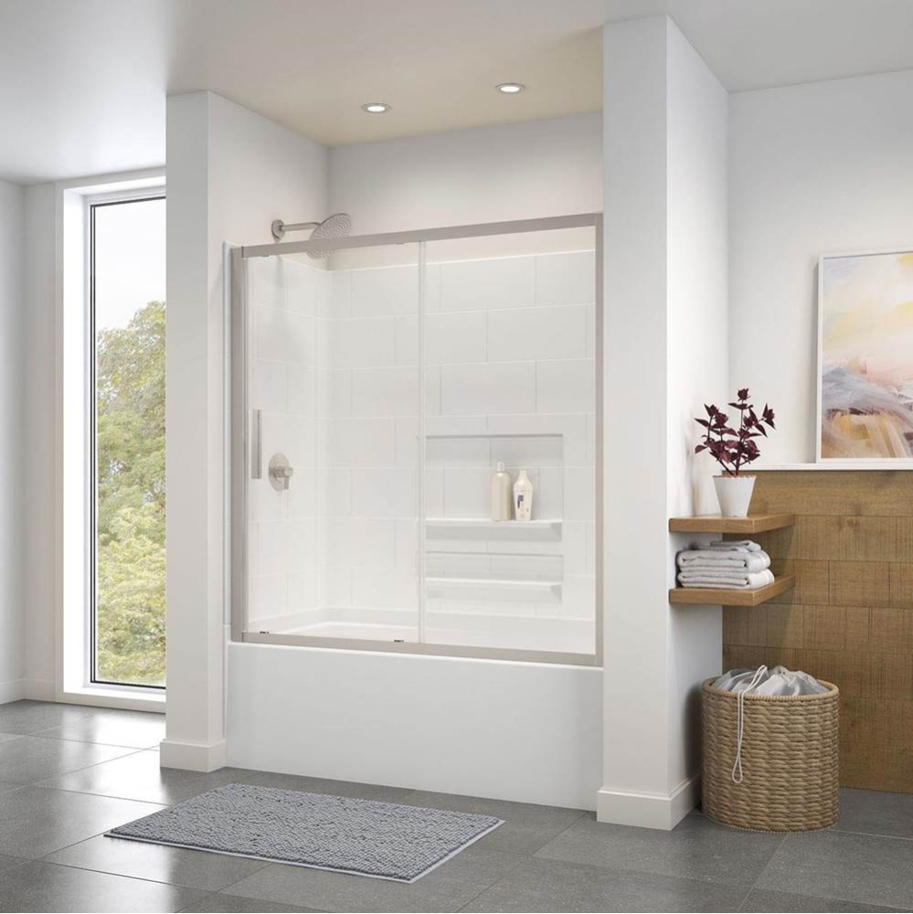 Connect 57-58 ½ x 57 in. 6mm Sliding Tub Door for Alcove Installation with Clear Glass in Bru