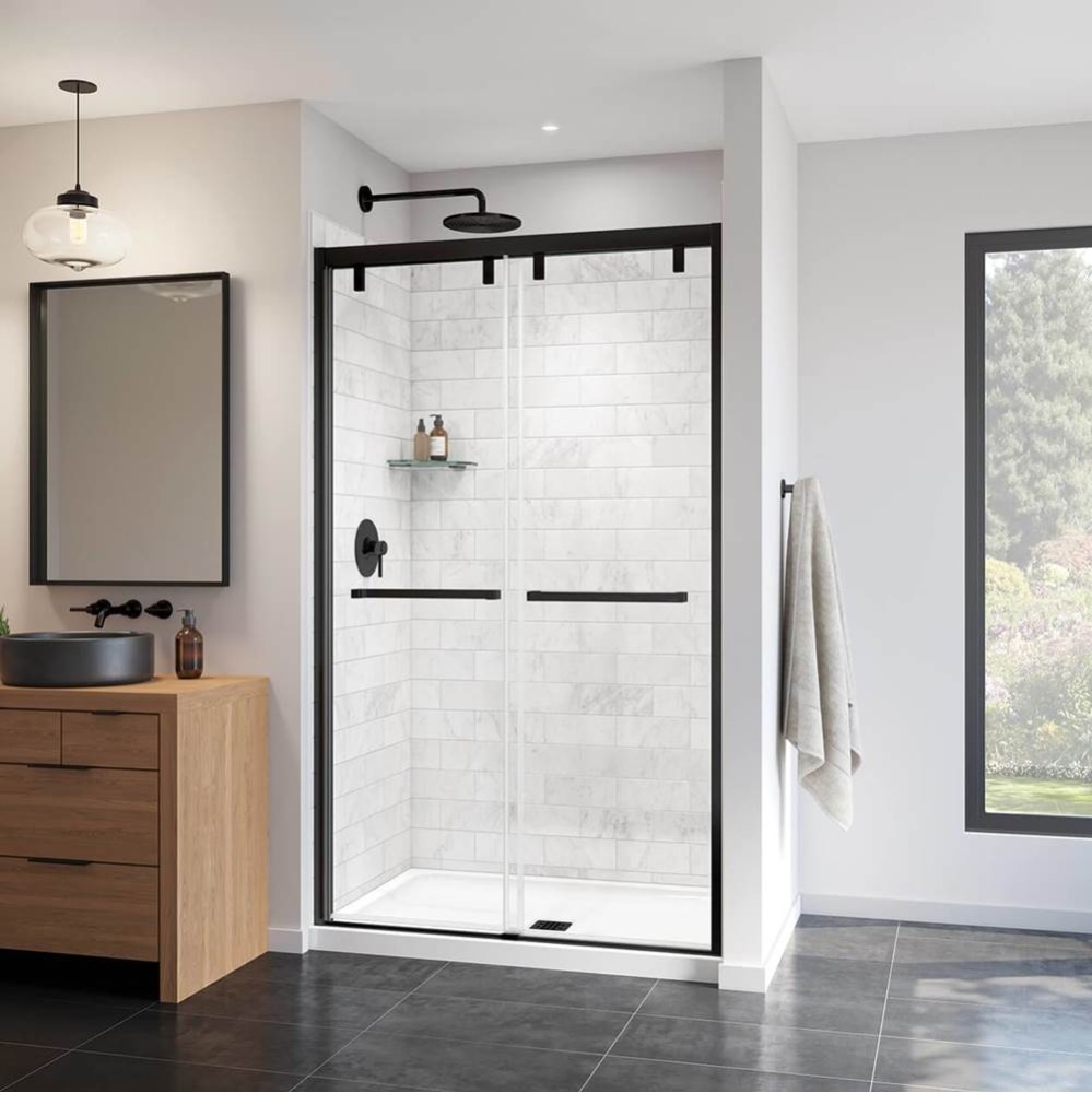 Uptown 44-47 x 76 in. 8 mm Bypass Shower Door for Alcove Installation with Clear glass in Matte Bl