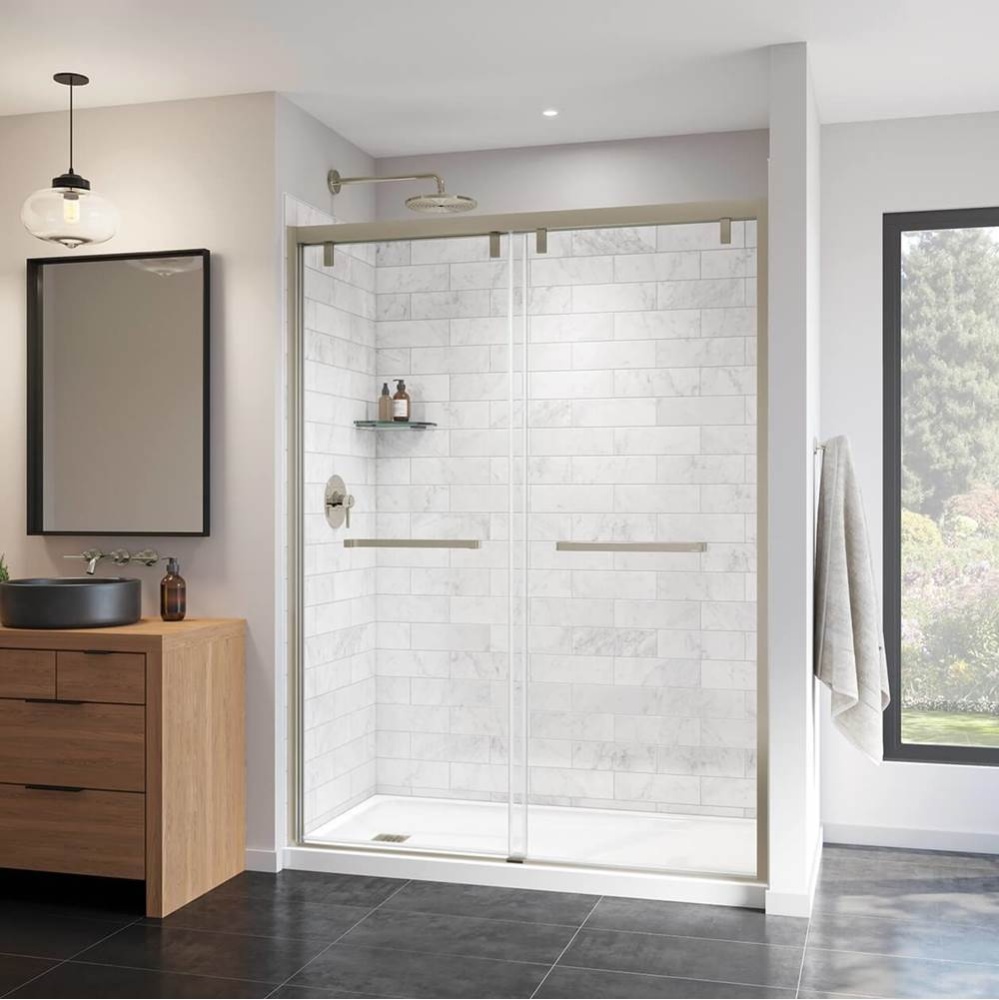 Uptown 56-59 x 76 in. 8 mm Bypass Shower Door for Alcove Installation with Clear glass in Brushed