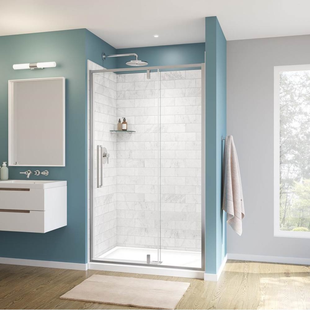 Uptown 45-47 x 76 in. 8 mm Pivot Shower Door for Alcove Installation with Clear glass in Chrome