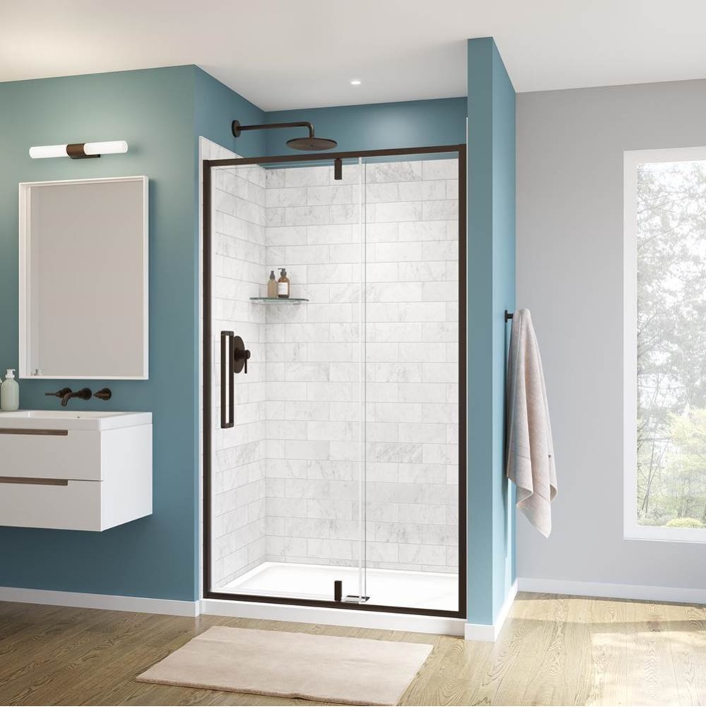 Uptown 45-47 x 76 in. 8 mm Pivot Shower Door for Alcove Installation with Clear glass in Dark Bron