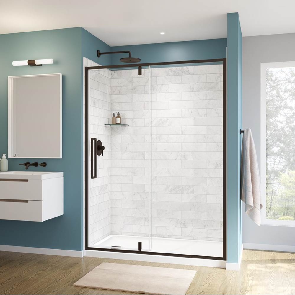 Uptown 57-59 x 76 in. 8 mm Pivot Shower Door for Alcove Installation with Clear glass in Dark Bron