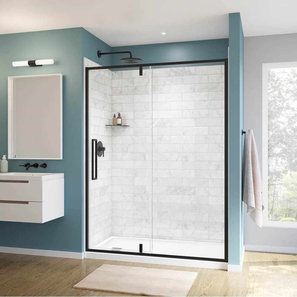 Uptown 57-59 x 76 in. 8 mm Pivot Shower Door for Alcove Installation with Clear glass in Matte Bla
