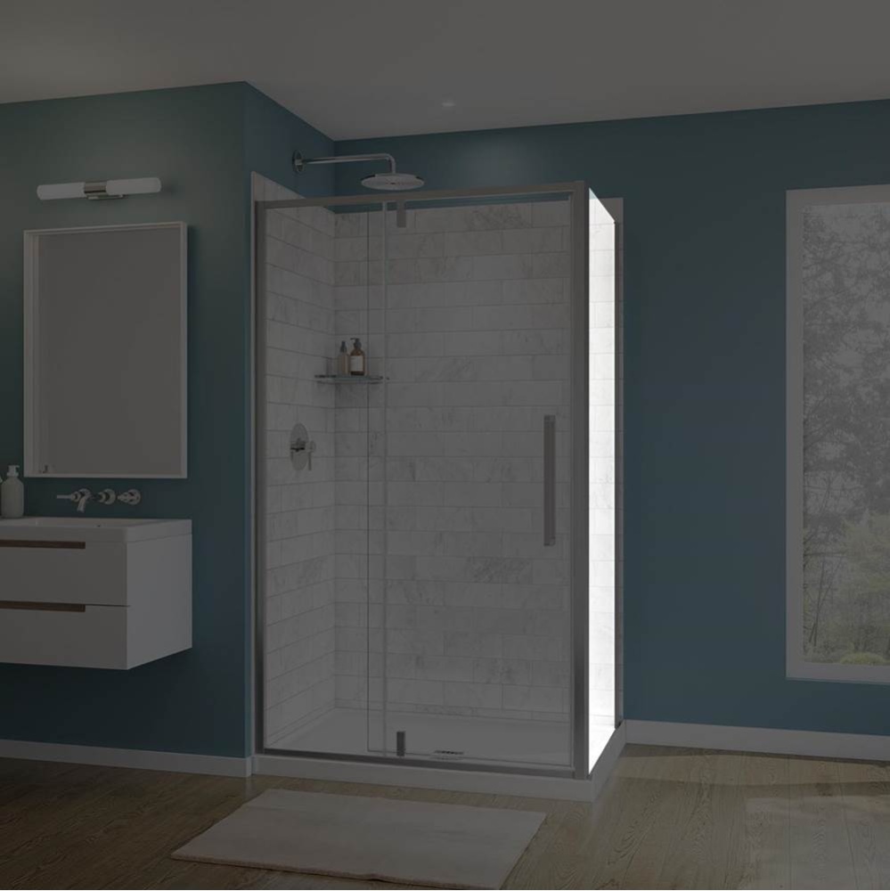 Uptown Return Panel for 32 in. Base with Clear glass in Chrome