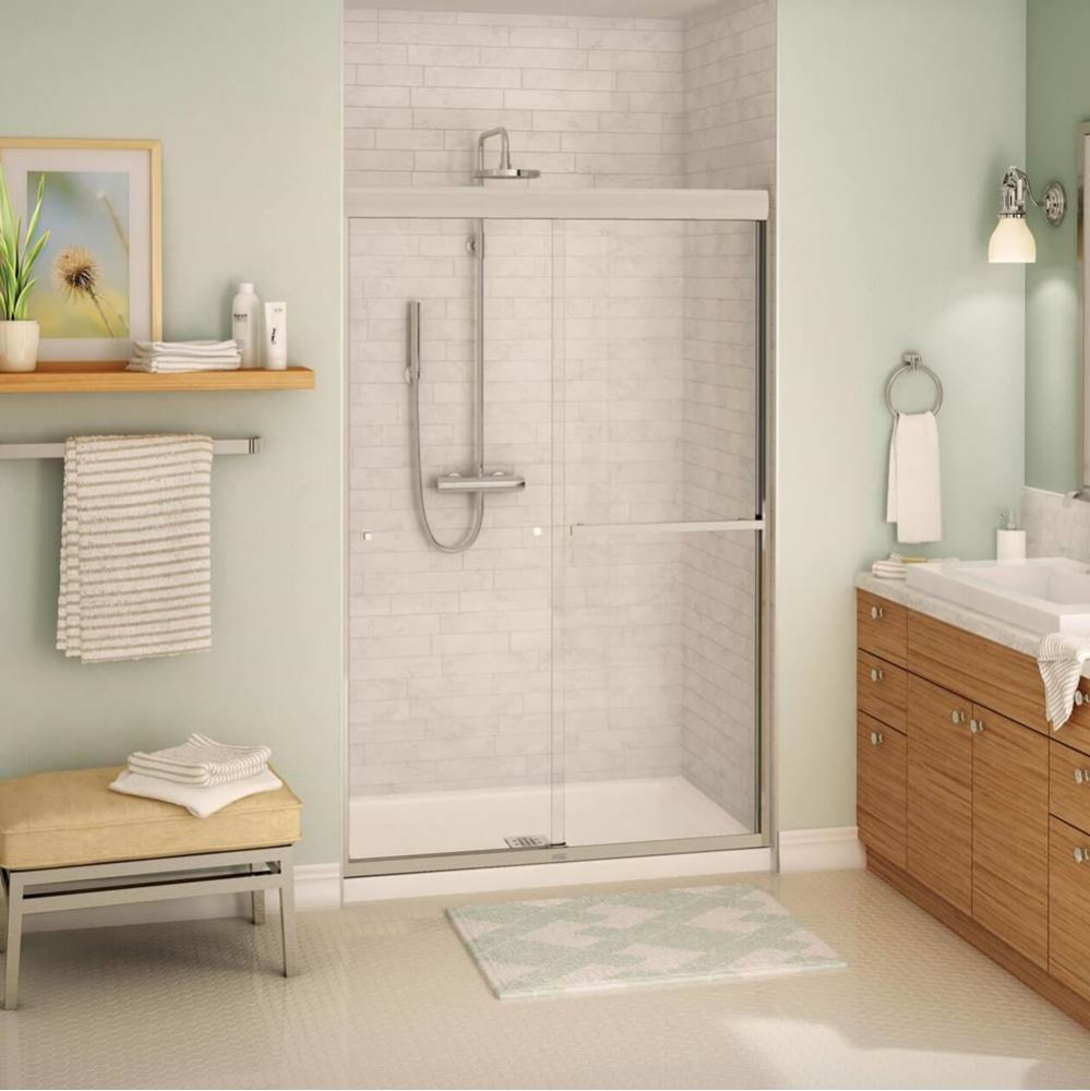 Aura 43-47 x 71 in. 8 mm Bypass Shower Door for Alcove Installation with Clear Glass in Brushed Ni