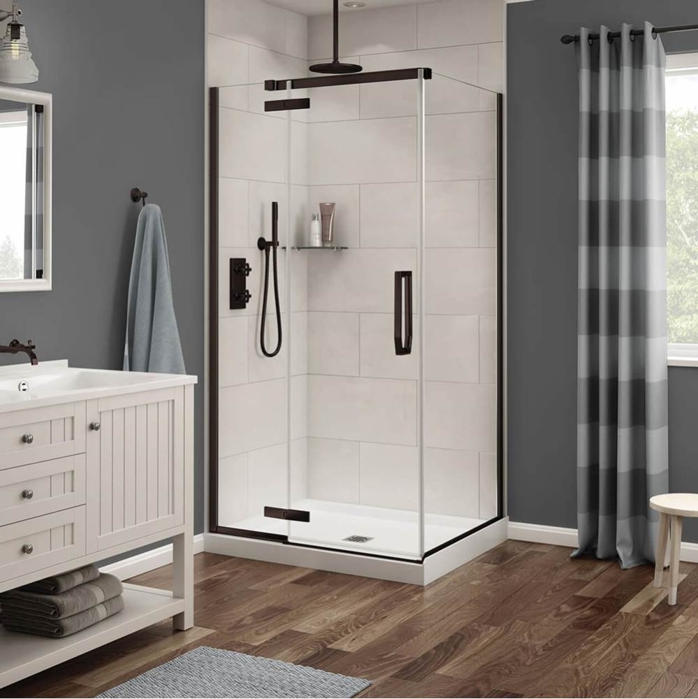 Link Rectangular 42 x 34 x 75 in. 8mm Pivot Shower Door for Corner Installation with Clear glass i