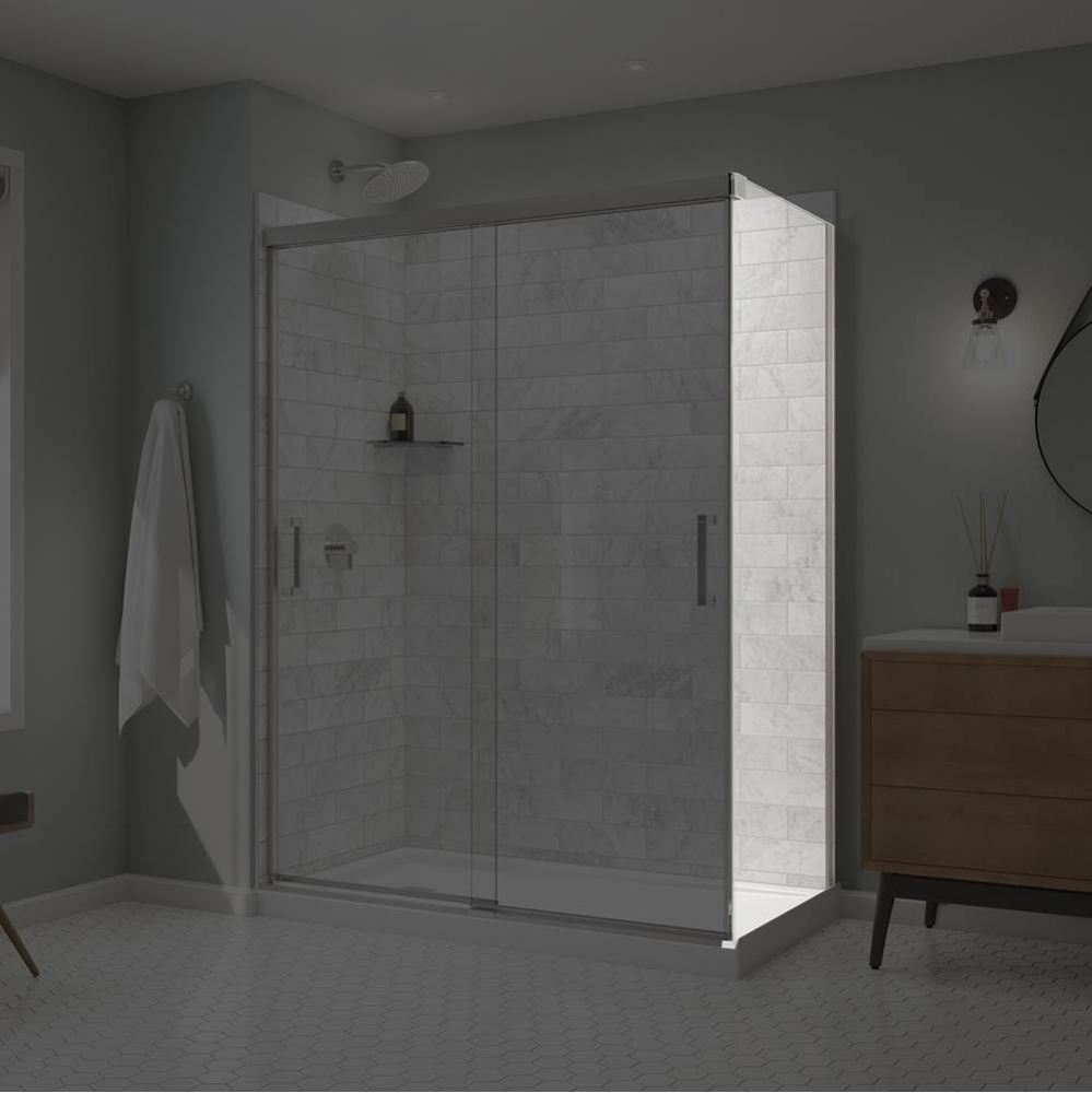 Incognito 76 Return Panel for 32 in. Base with Clear glass in Chrome