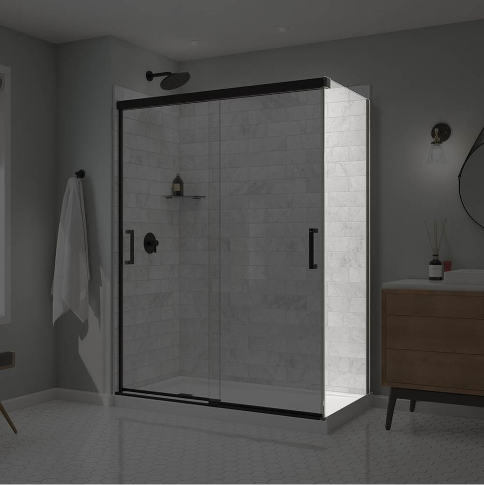 Incognito 76 Return Panel for 32 in. Base with Clear glass in Matte Black