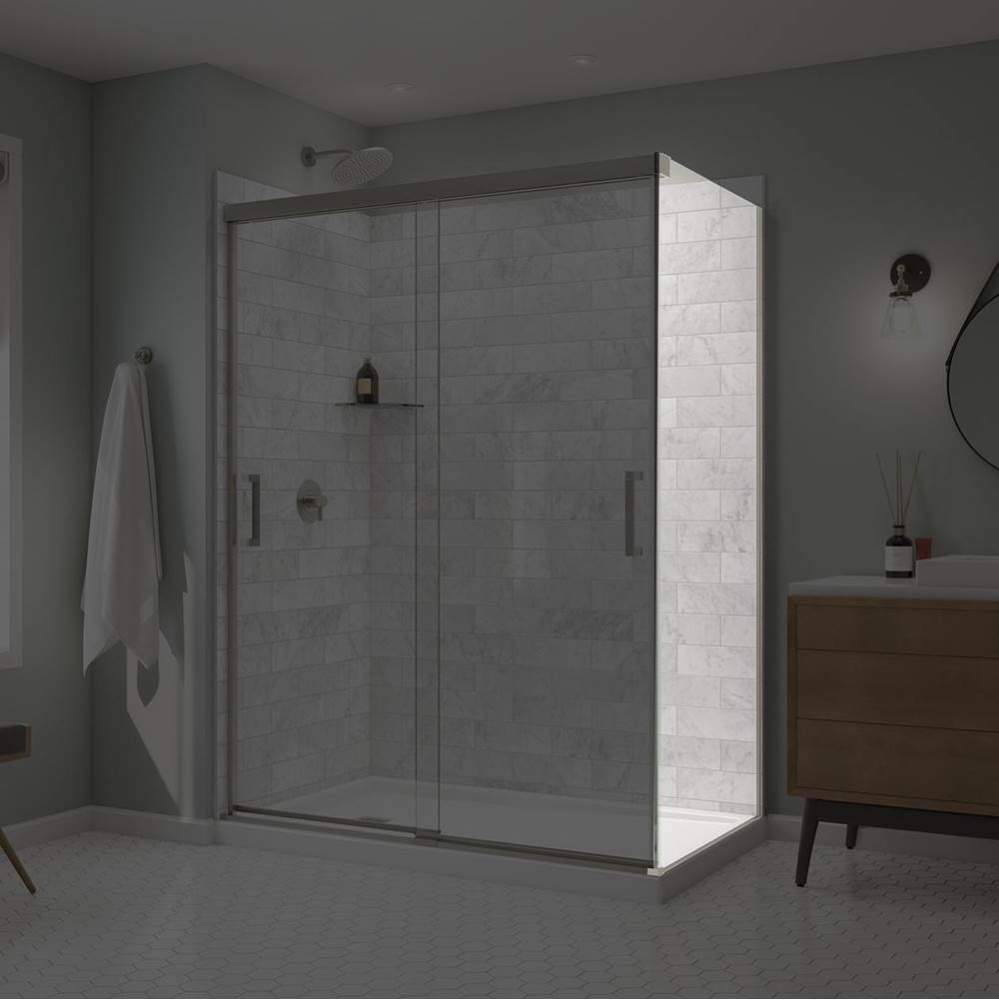 Incognito 76 Return Panel for 36 in. Base with Clear glass in Brushed Nickel