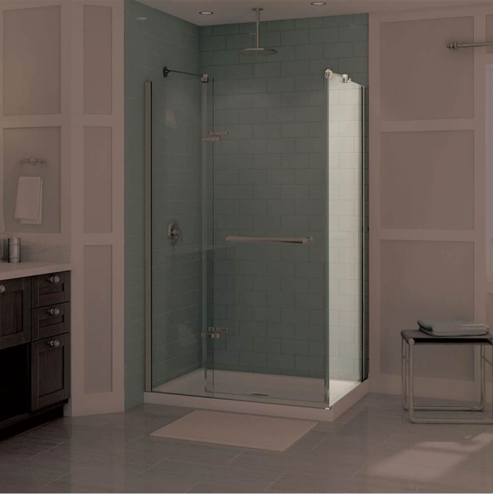 Reveal 71 Return Panel for 34 in. Base with Clear glass in Brushed Nickel